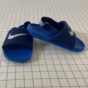 Nike Kawa slide sandal blue excellent condition size 8c with elastic heel strap